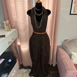 Elegant Brown Halter Maxi Dress